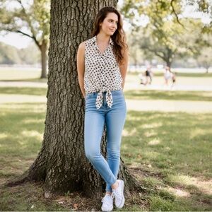 Papaya Heart Shaped Dots Sleeveless Top Size Medium